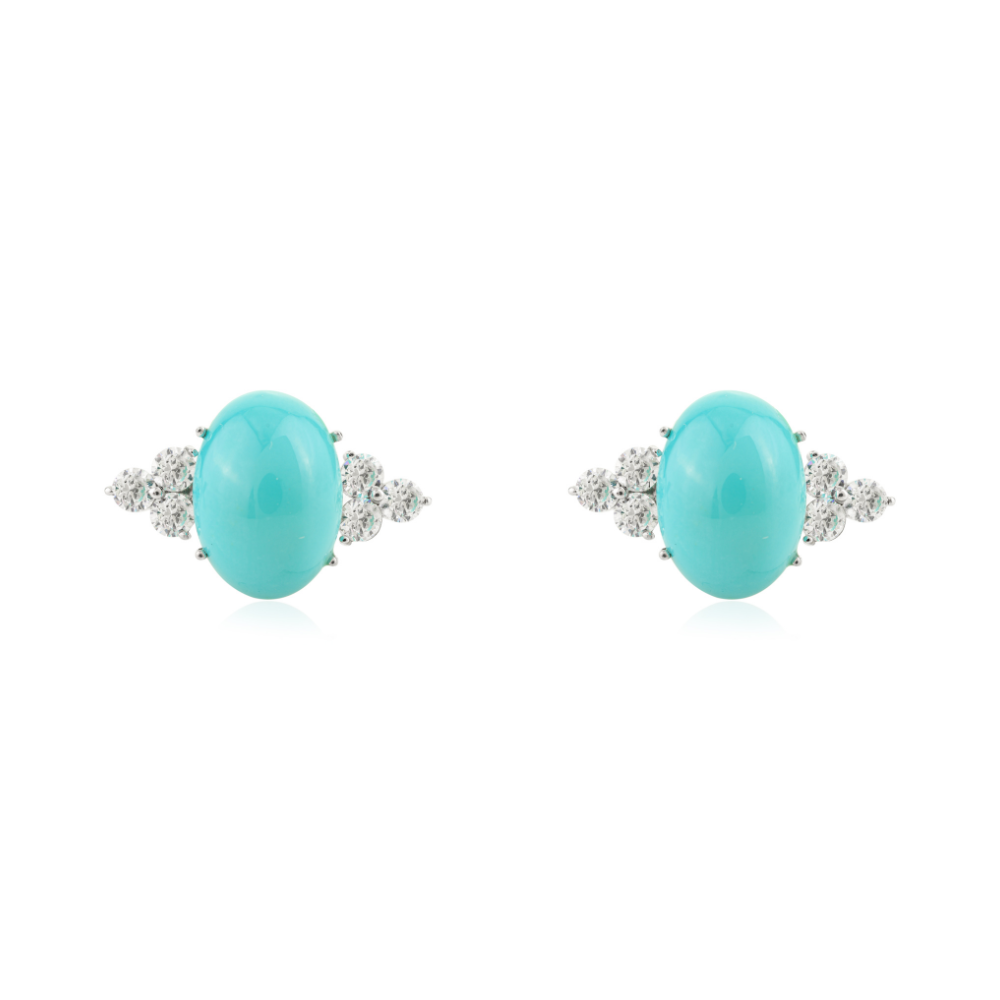 New Trendy Products Genuine Turquoise & American Diamond Gemstone Cufflinks Jewelry Manufacture