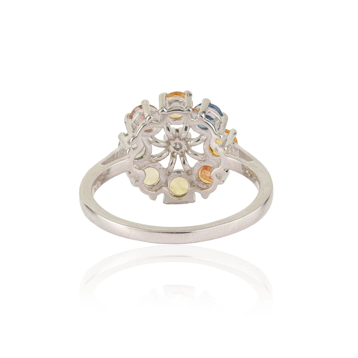 Trendy 925 Sterling Silver Round Cut Natural Multi Sapphire Gemstone Fine Ring Jewelry