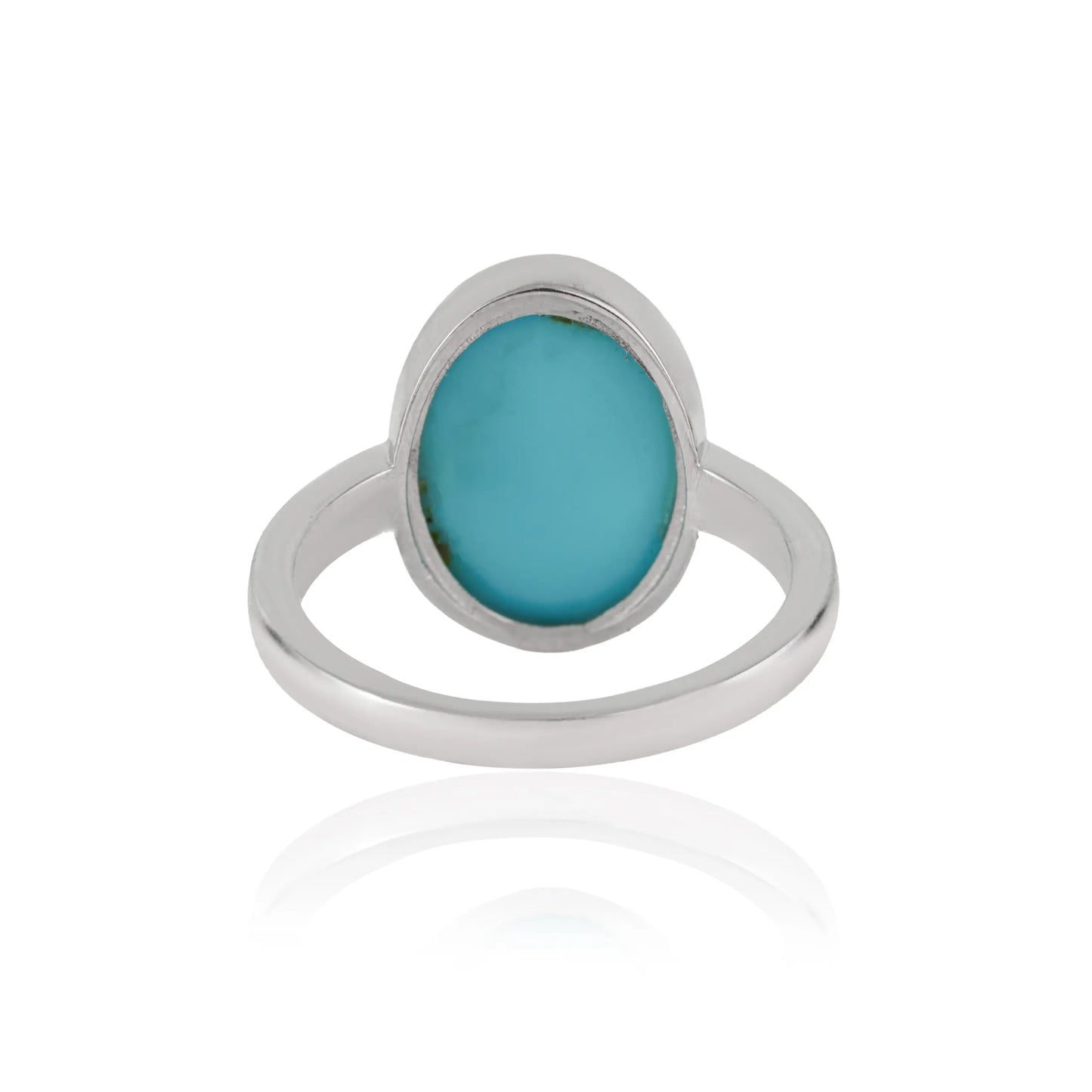 Bezel Set 10x14 mm Oval Shape Turquoise December Birthstone 925 Silver Ring Jewelry