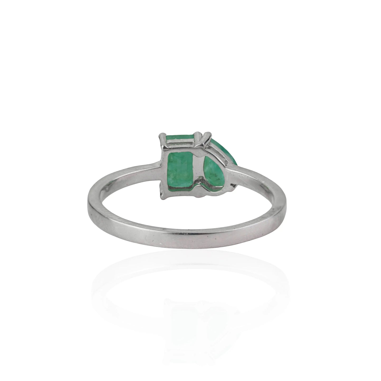 Stunning 925 Sterling Silver Emerald Gemstone Toi et Moi Ring Simple Everyday Wear Jewelry