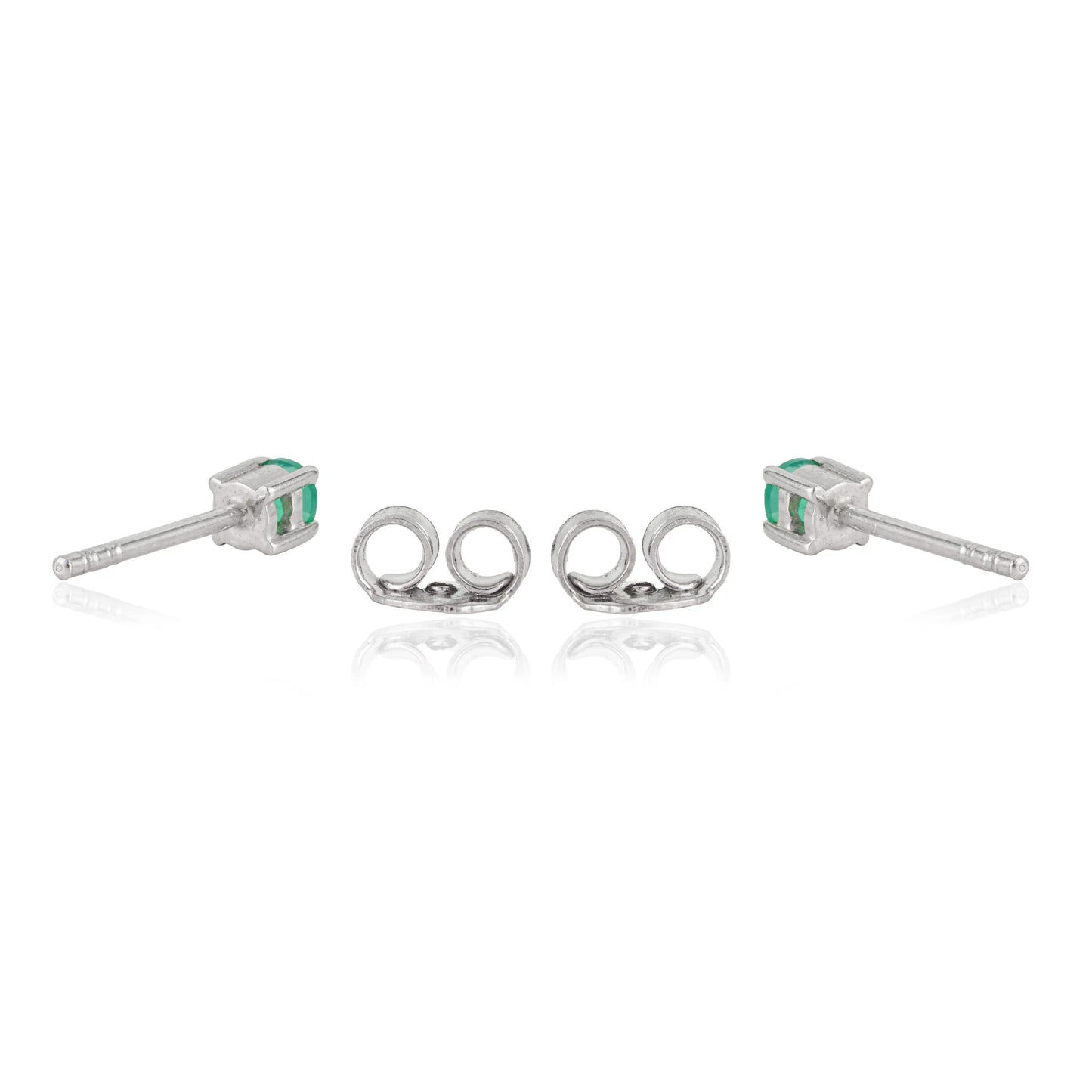 Dainty 925 Sterling Silver Natural Green Onyx Gemstone Tiny Stud Earrings For Women's