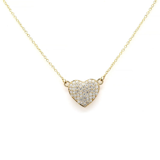 Fine 18K Yellow Gold Natural Diamond Heart Pendant Diamond Necklace