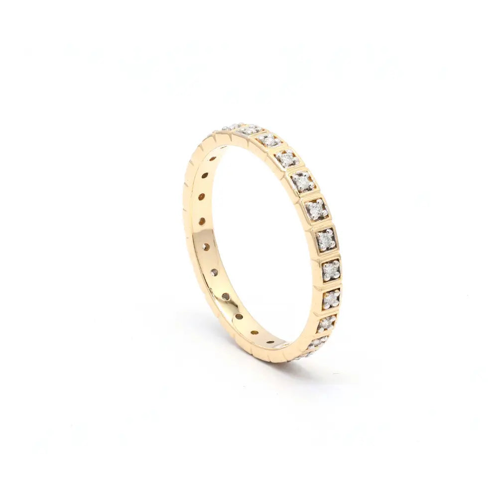 Real Genuine White Diamond 14K Solid Yellow Gold Full Eternity Band Ring