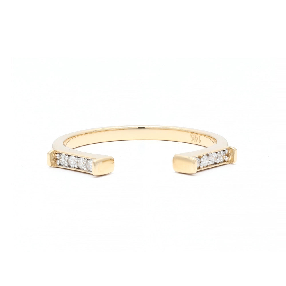 Customization Jewelry Natural Diamond 14K Fine Yellow Gold Open Dainty Ring