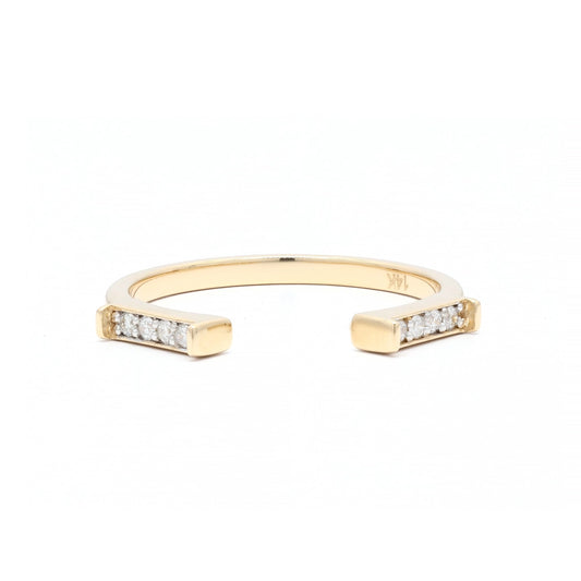 Customization Jewelry Natural Diamond 14K Fine Yellow Gold Open Dainty Ring