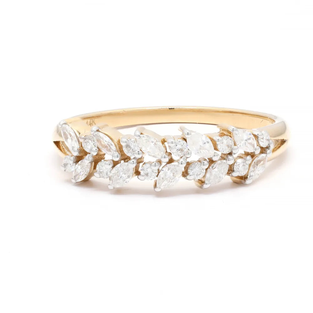 Fashionable Jewelry Natural Diamond 14K Solid Yellow Gold Stackable Band Ring