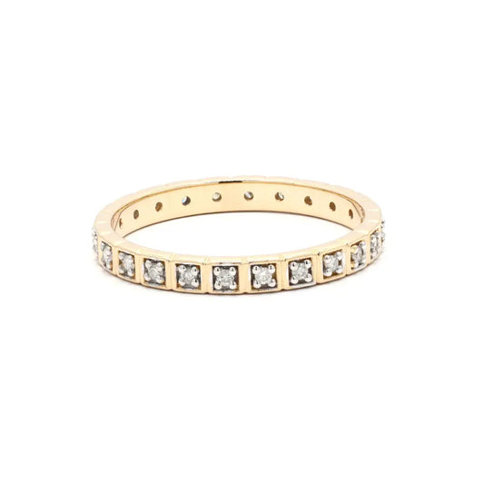 Real Genuine White Diamond 14K Solid Yellow Gold Full Eternity Band Ring