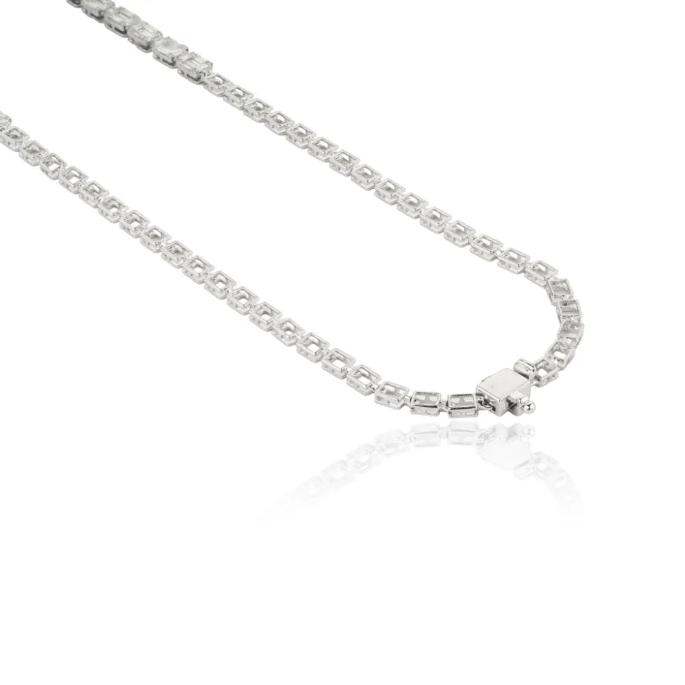 Luxury Design Bold Natural Diamond Bold Y Shape Drop Necklace Engagement Jewelry 14K Real White Gold