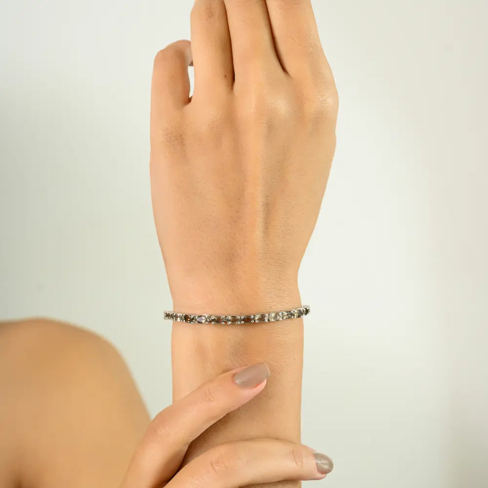 Exporter Bulk Order Best Selling Products Genuine Smokey Topaz Statement Bracelet Oval Cut