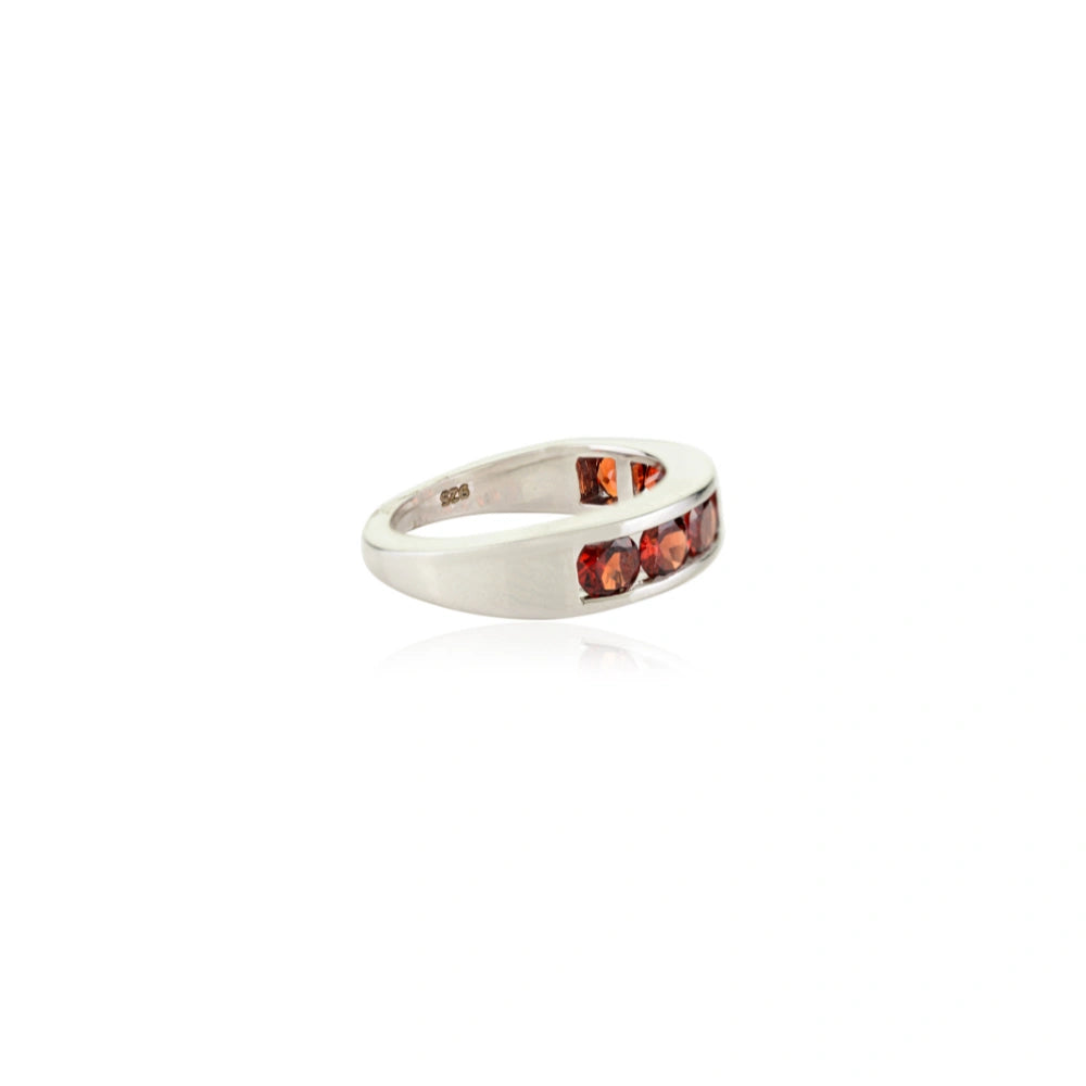 Wholesale Fine Jewelry 925 Sterling Silver Natural Red Garnet Half Eternity Band Ring For Women