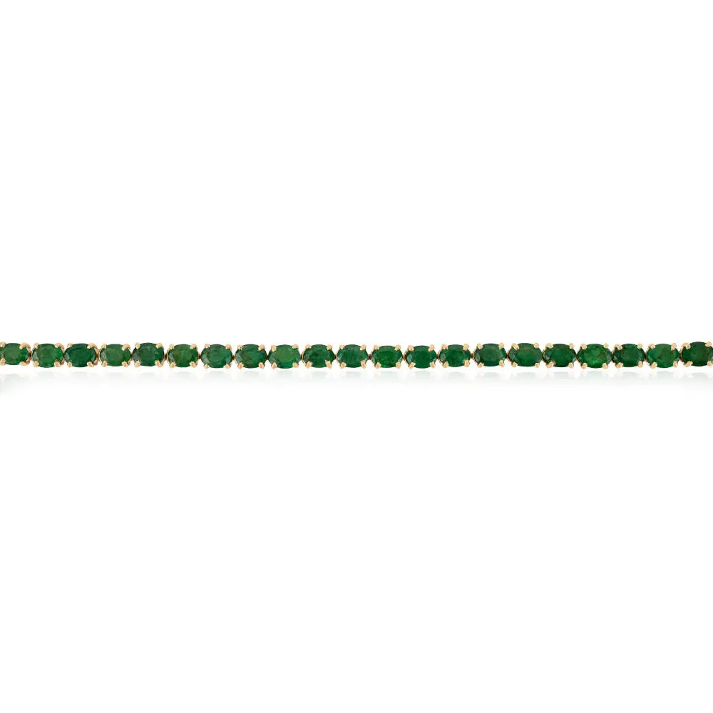 May Birthstone Emerald Handmade Tennis Bracelet For Unisex Simple 14K Solid Gold Jewelry