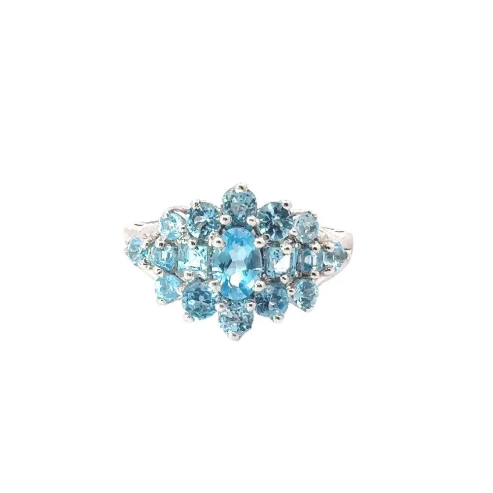 High Grade Jewelry Blue Topaz Cluster Ring For Wedding Accessories Factory Price