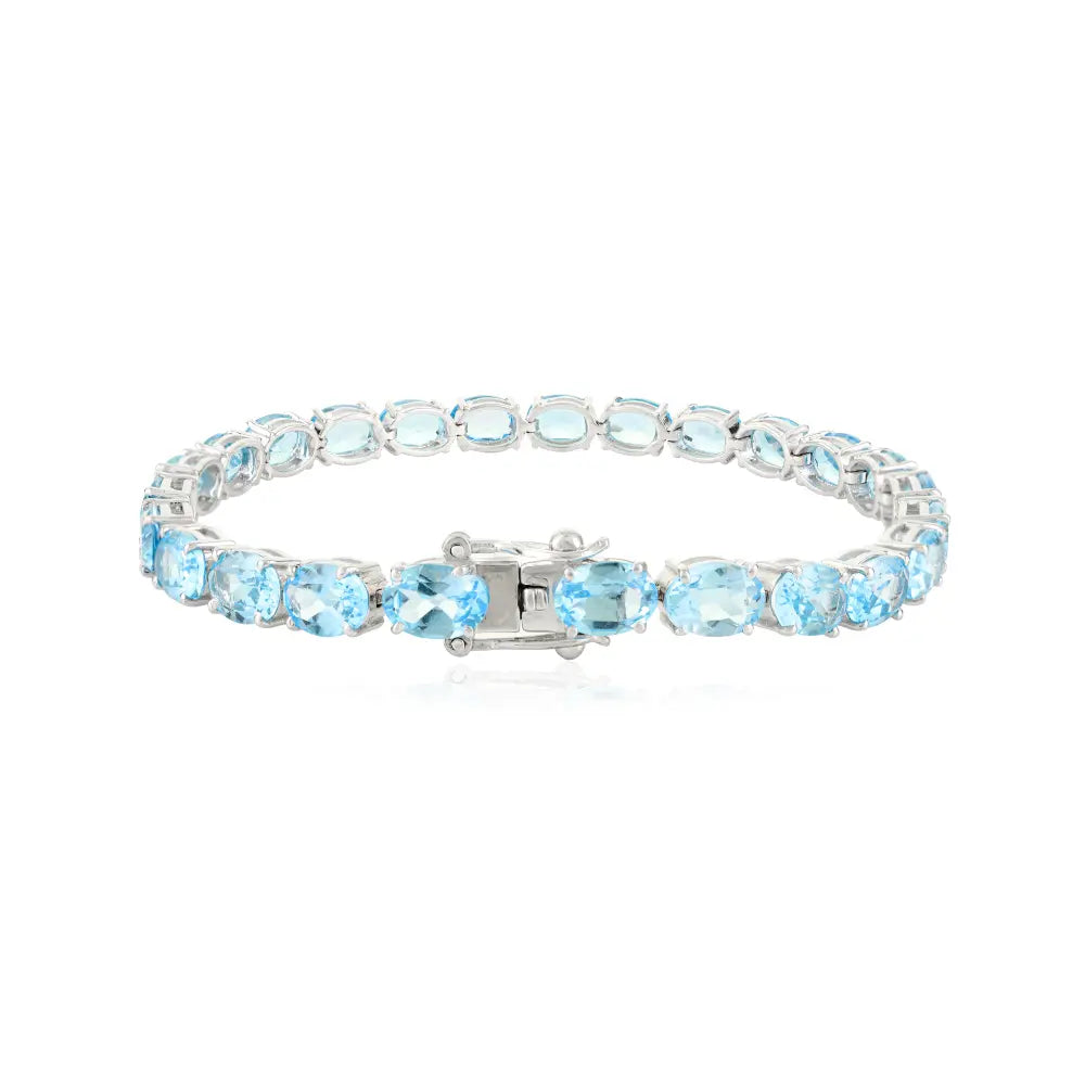 December Birthstone 100% Natural Blue Topaz Statement Bracelet For Women Wholesale Item In Bulk