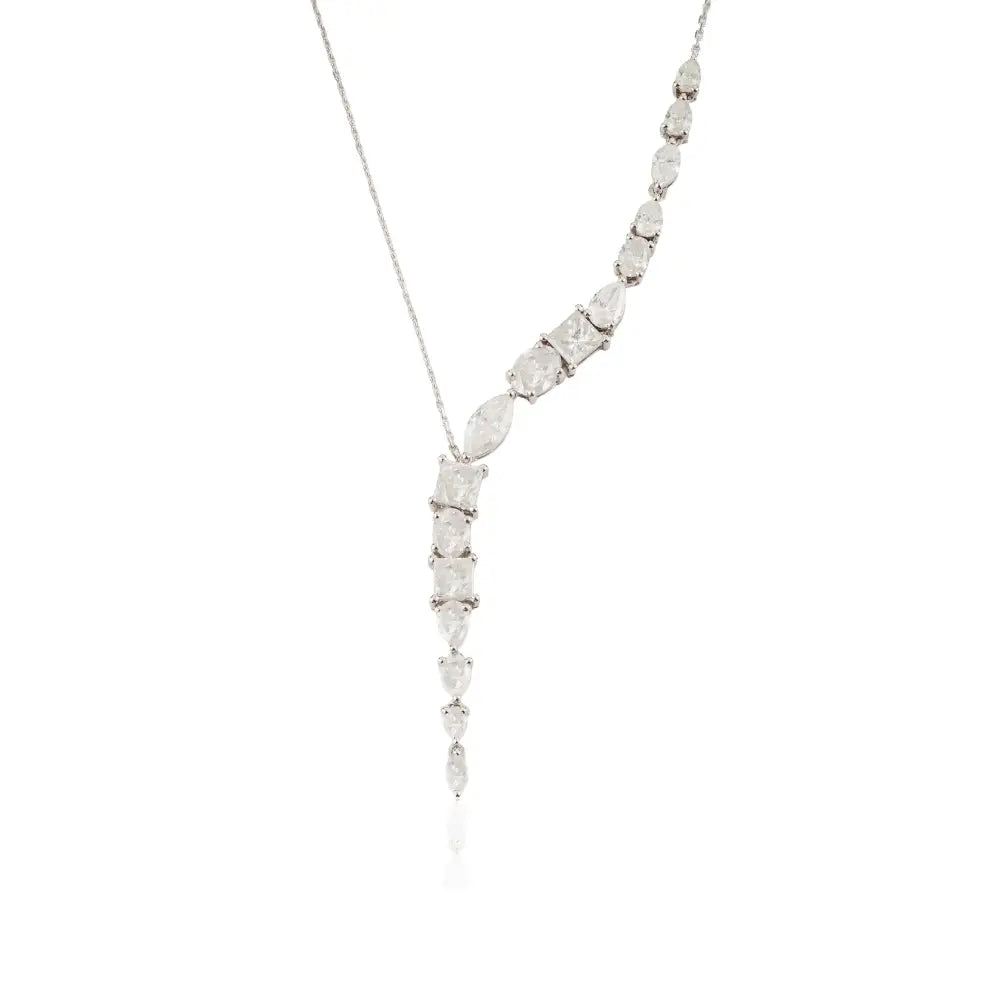 New Arrivals Mixed Cut Diamond Y Shape Lariat Necklace Sparkle Bridal Jewelry 14K Gold