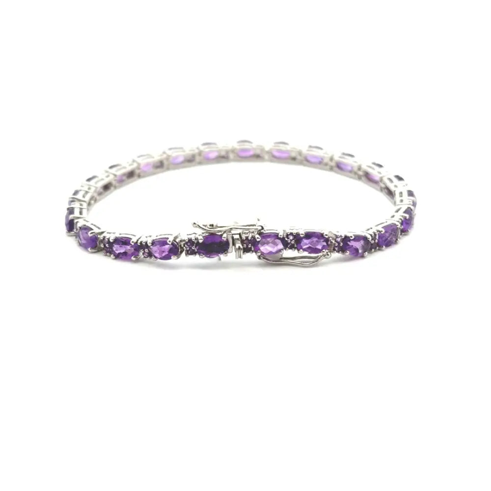 Personalized Designer 925 Solid Silver Real Amethyst Tennis Bracelet Best Wholesaler