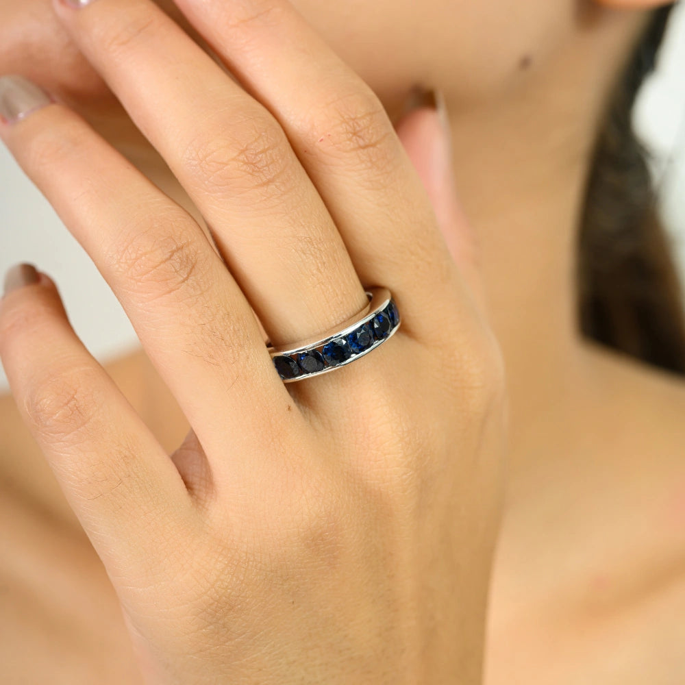 Most Beautiful Customized Silver Jewelry 100% Authentic Blue Sapphire Gemstone Ring