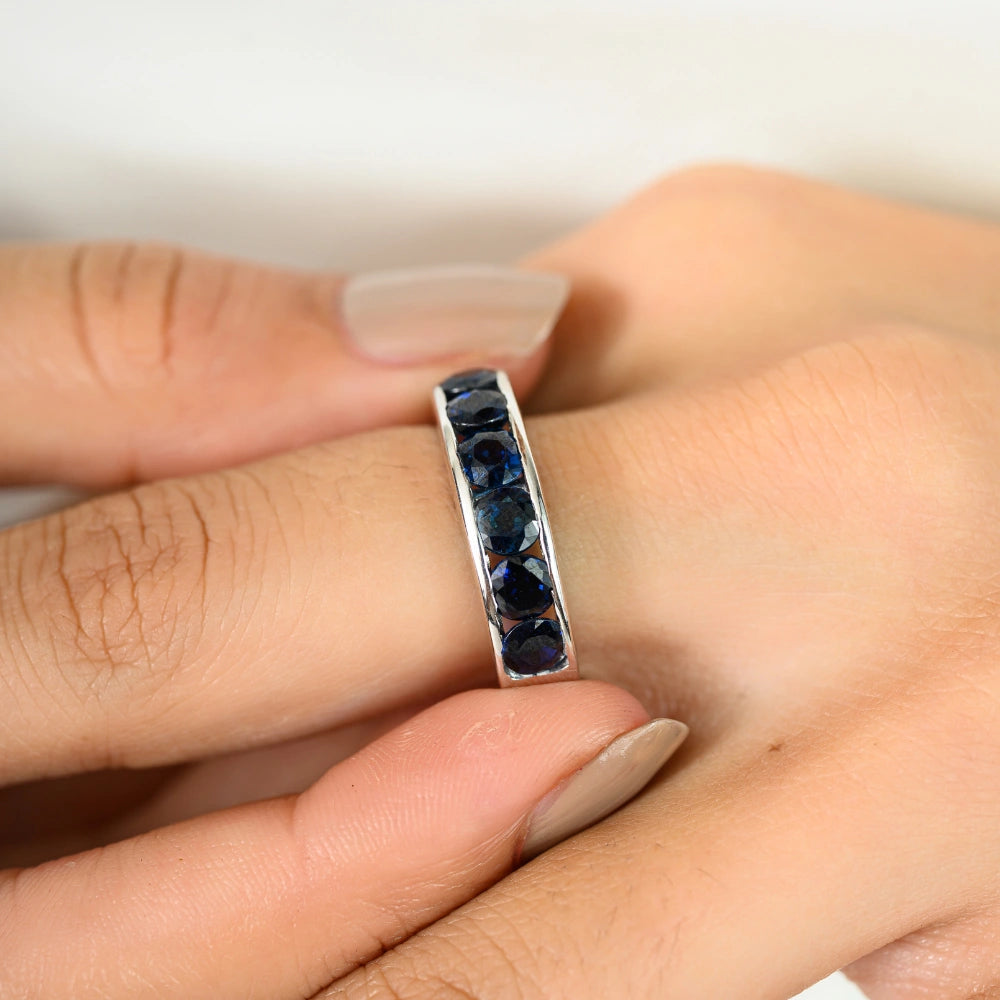 Most Beautiful Customized Silver Jewelry 100% Authentic Blue Sapphire Gemstone Ring