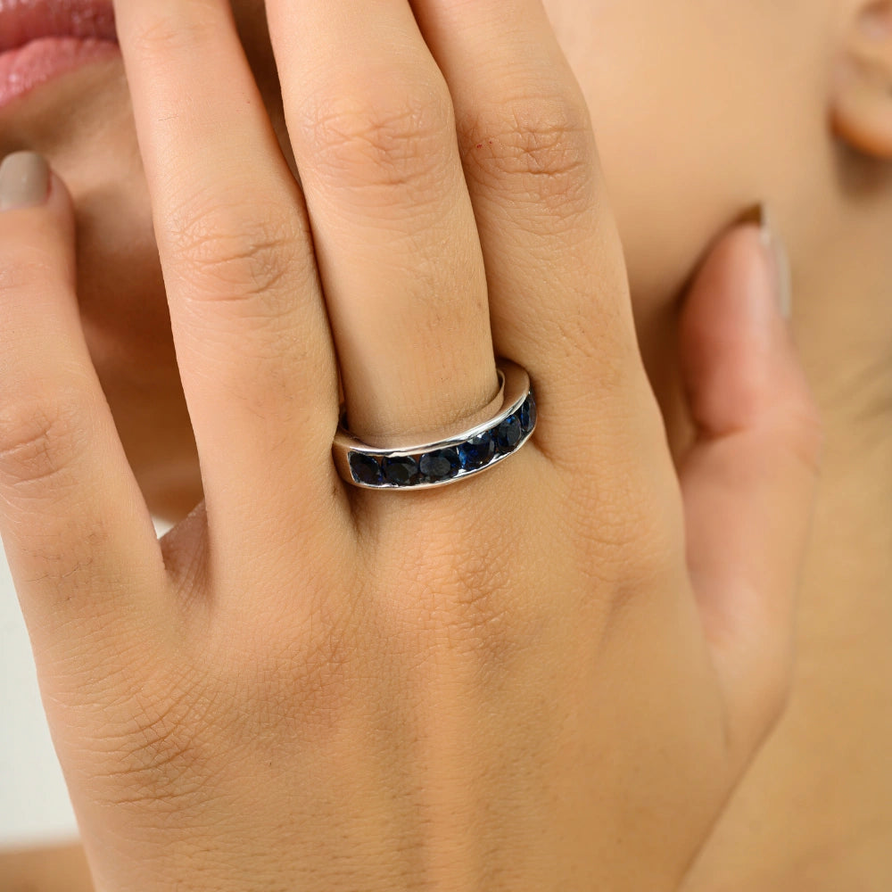Most Beautiful Customized Silver Jewelry 100% Authentic Blue Sapphire Gemstone Ring