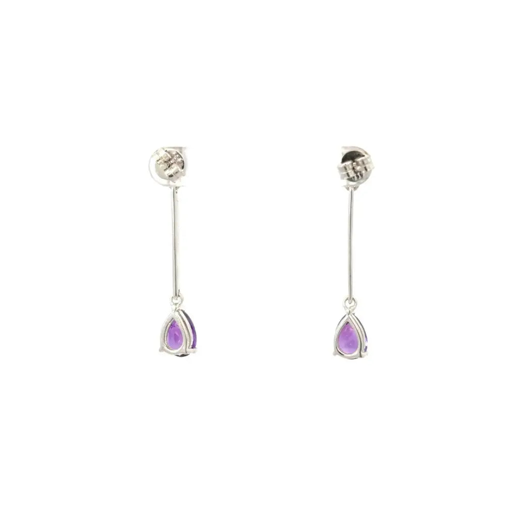 Handcrafted Jewelrt Manufacturer 925 Silver Genuine Amethyst Long Dangle Earrings For Women
