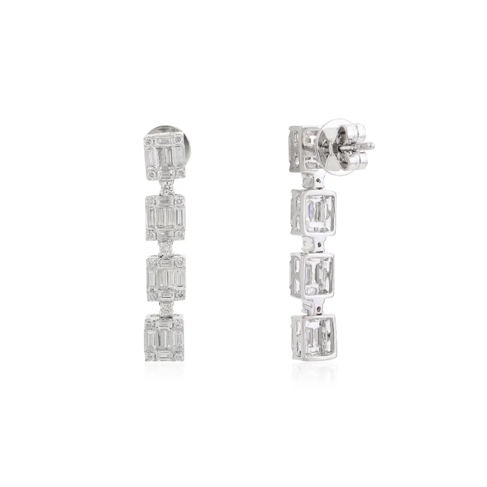 Newly Latest Design Real Diamond 18K White Gold Drop Earrings Handmade Custom Jewelry