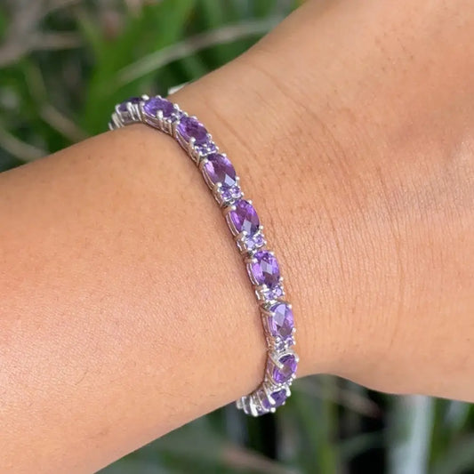 Personalized Designer 925 Solid Silver Real Amethyst Tennis Bracelet Best Wholesaler