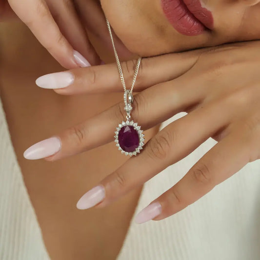 8.7ct. Ruby & Diamond Openable Cluster Pendant Statement Wedding Jewelry 14K White Gold