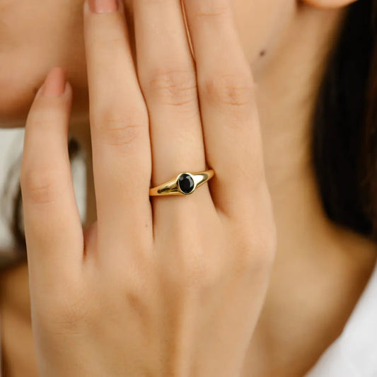 Best Quality Products K14 Yellow Gold Black Onyx Ring