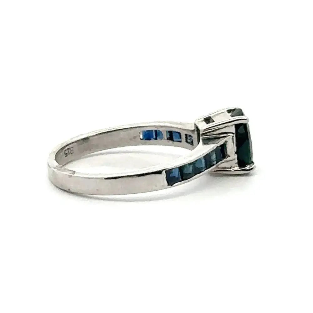 Stunning Exquisite Jewelry Genuine Blue Sapphire Promise Ring Set In Pure 925 Sterling Silver