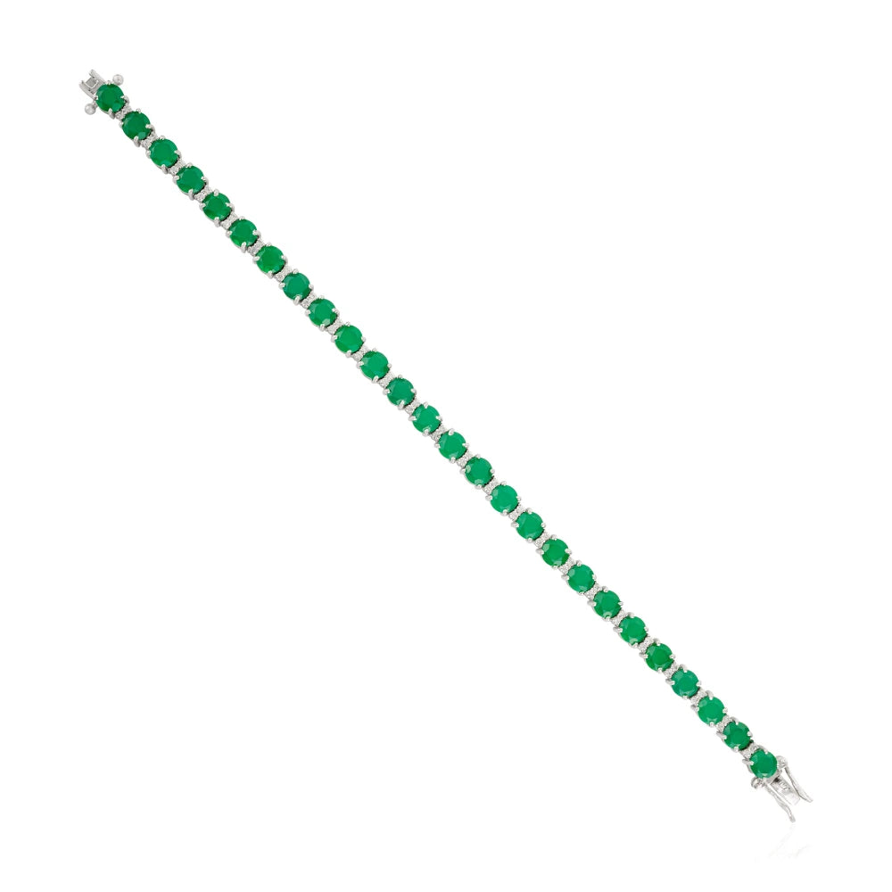 100% Authentic Green Emerald Tennis Bracelet For Gift Unique Design Best Selling Products