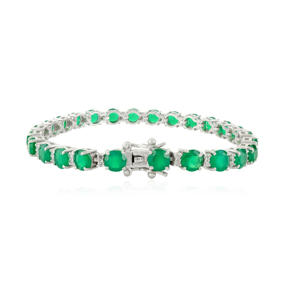 100% Authentic Green Emerald Tennis Bracelet For Gift Unique Design Best Selling Products