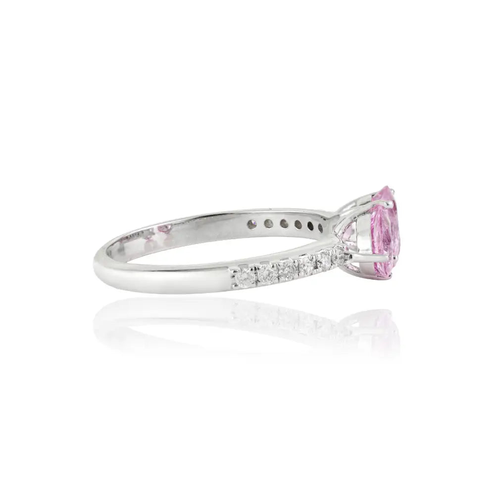 Best Selling Pink Sapphire & Diamond Pure 14K White Gold Toi et Moi Open Stackable Ring