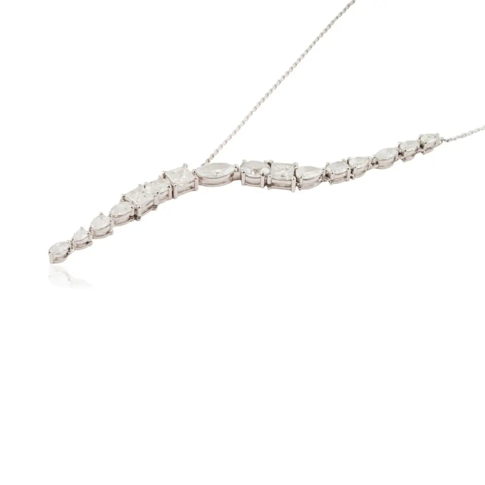 New Arrivals Mixed Cut Diamond Y Shape Lariat Necklace Sparkle Bridal Jewelry 14K Gold