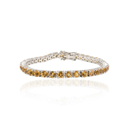 Sterling 925 Silver Bulk Order Round Cut Citrine Tennis Bracelet November Birthstone Jewelry