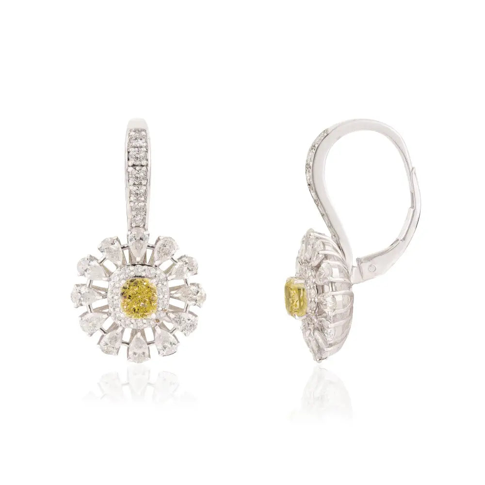18K Real White Gold Natural Diamond Statement Drop Earrings Bold Bridal Jewelry Manufacturer