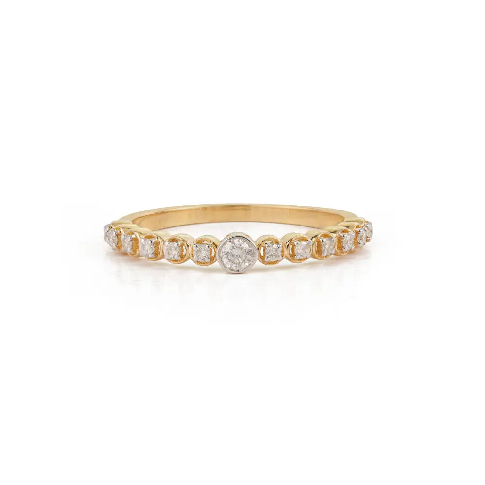Trending New Arrivals Real Diamond Stacking Ring Solid K14 Yellow Gold Minimalist Jewelry