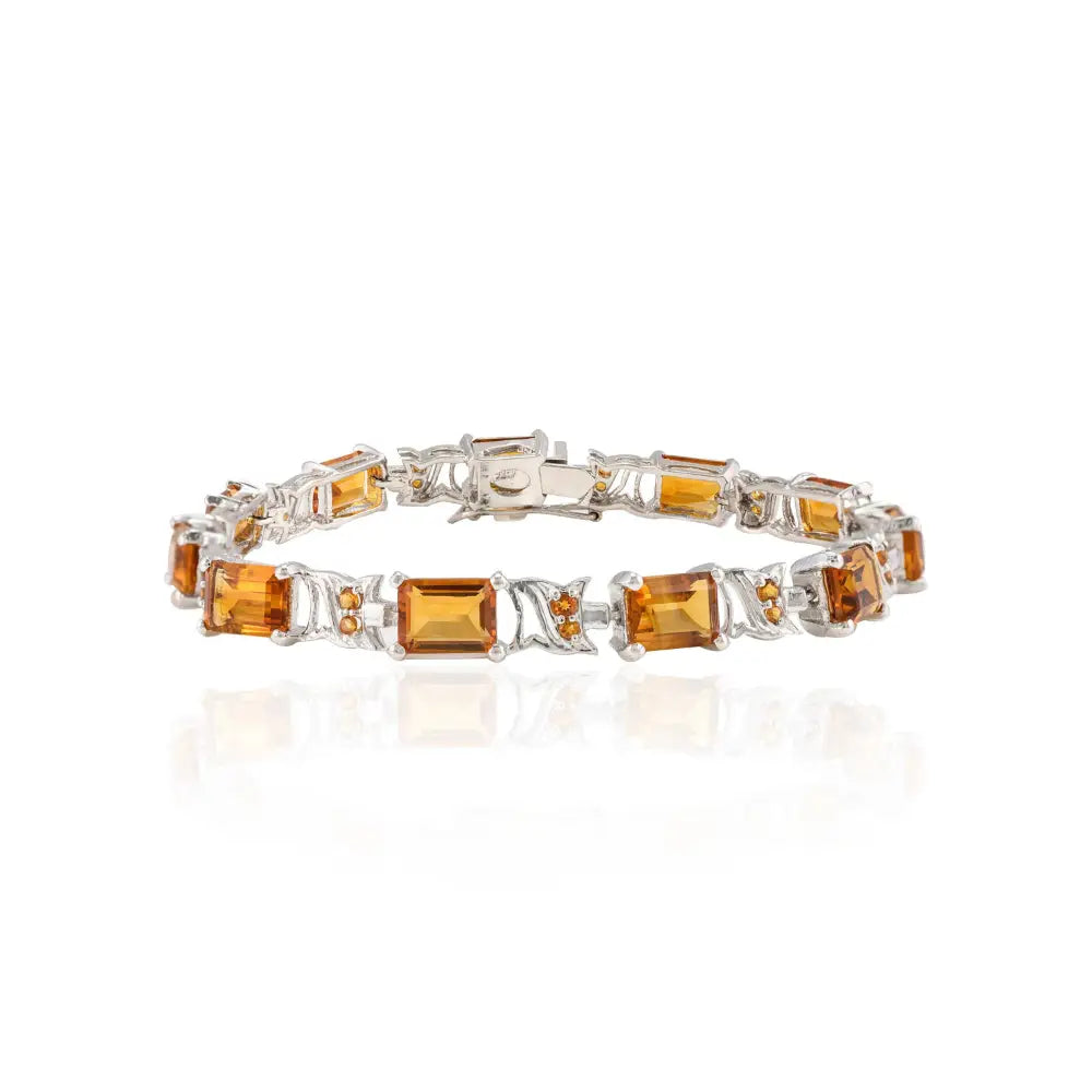 Octagon & Round Cut Real Citrine Wedding Bracelet Wholesale 925 Sterling Silver Jewelry