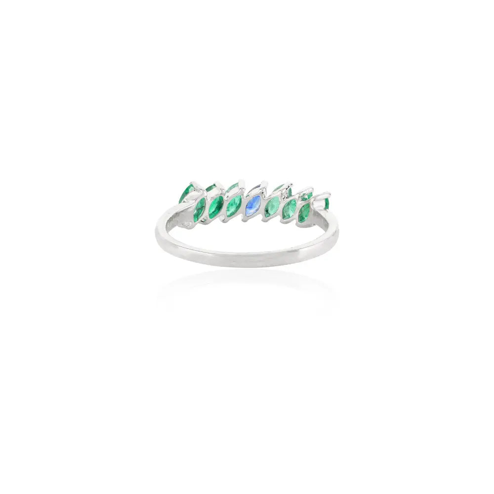 Bulk Jewelry Emerald & Blue Sapphire 14K Solid White Gold Eternity Band Ring