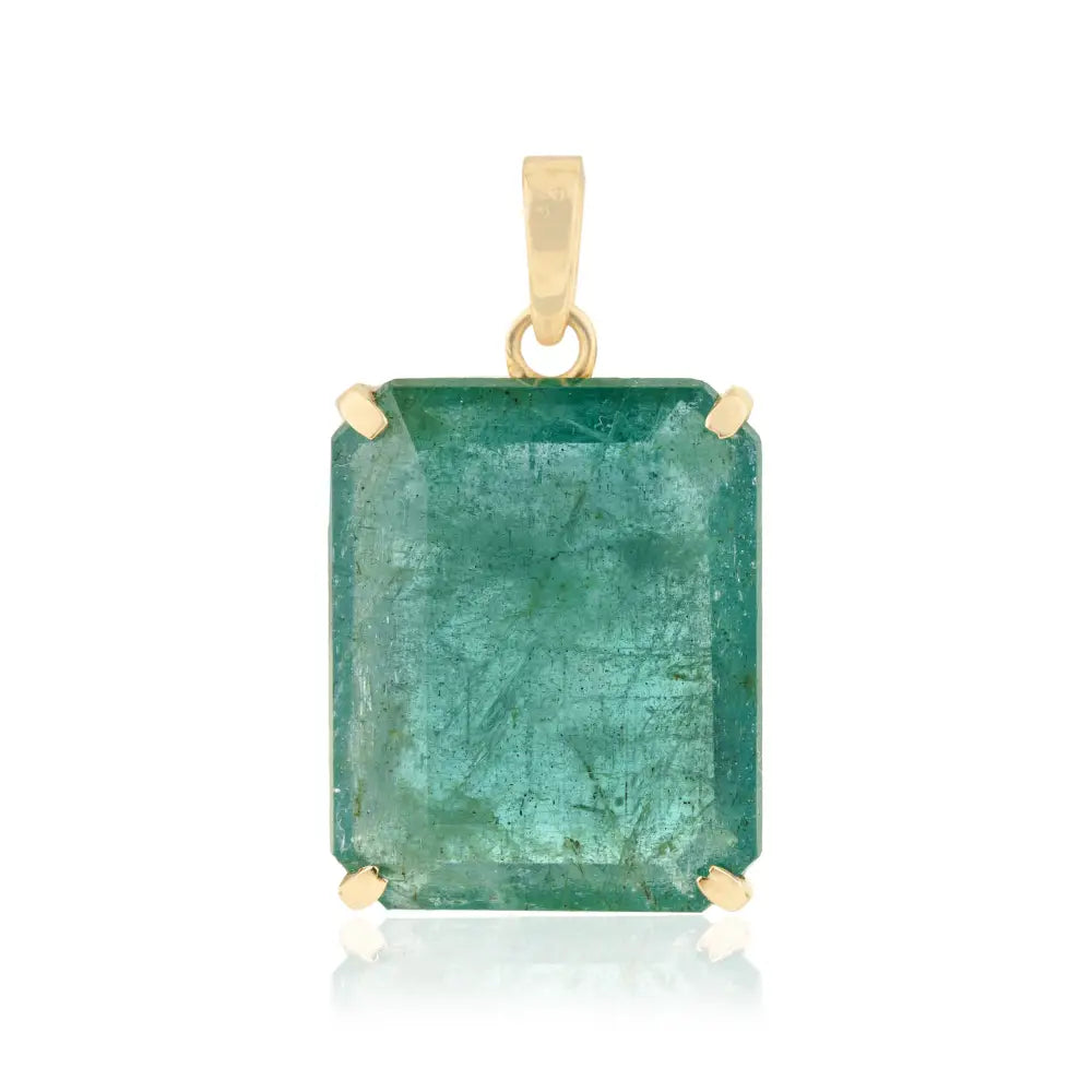 Luxurious 18x15 mm Octagon Cut Emerald Statement Pendant 14K Yellow Gold Jewelry Supplier