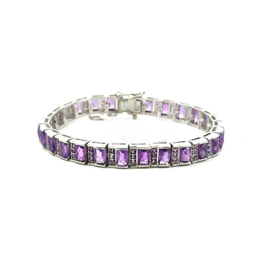 Best Selling Products Amethyst Women Tennis Bracelet Set In Bezel & Prong Setting