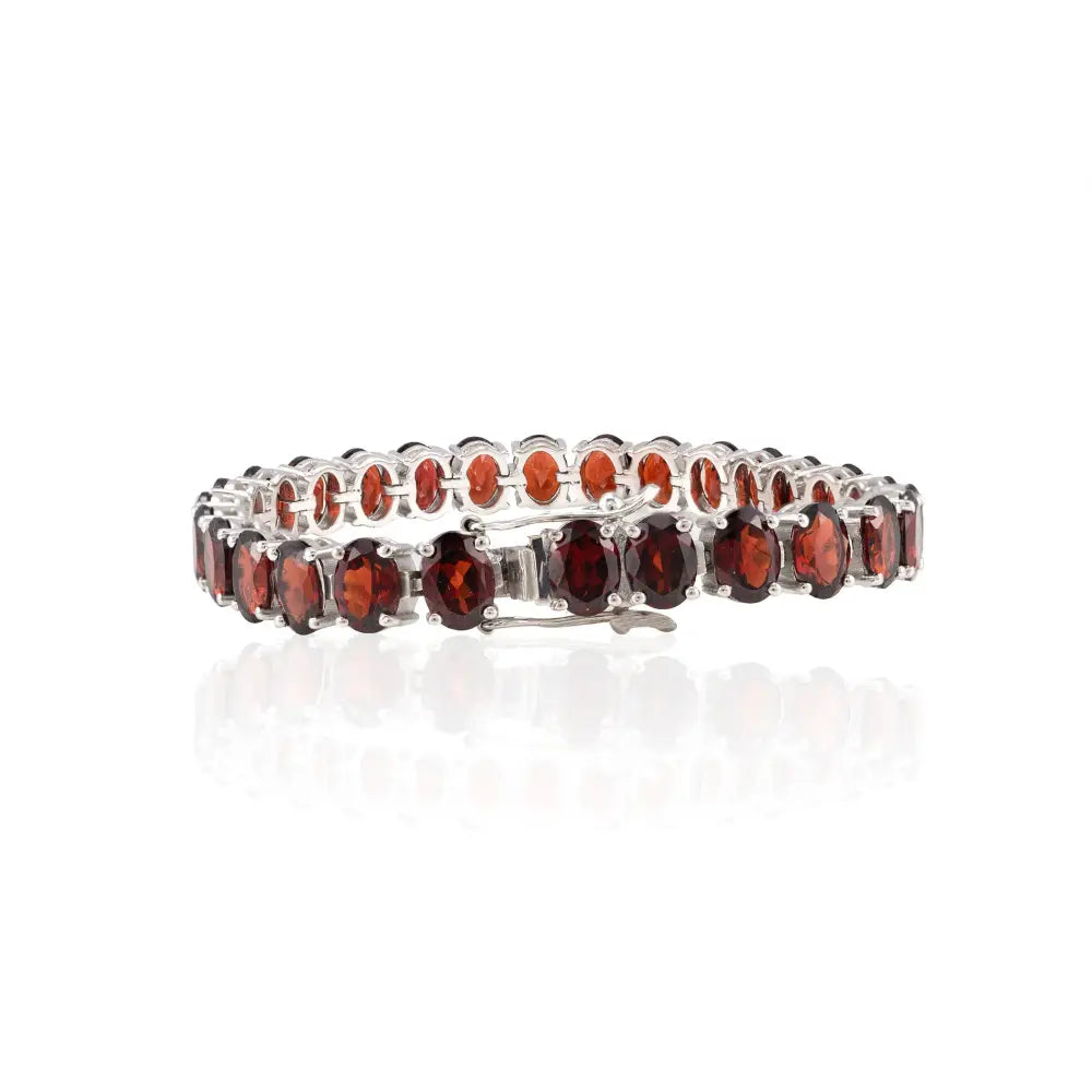 January Birthstone Genuine Garnet Sterling Silver Tennis Bracelet For Valentine's Day Gift