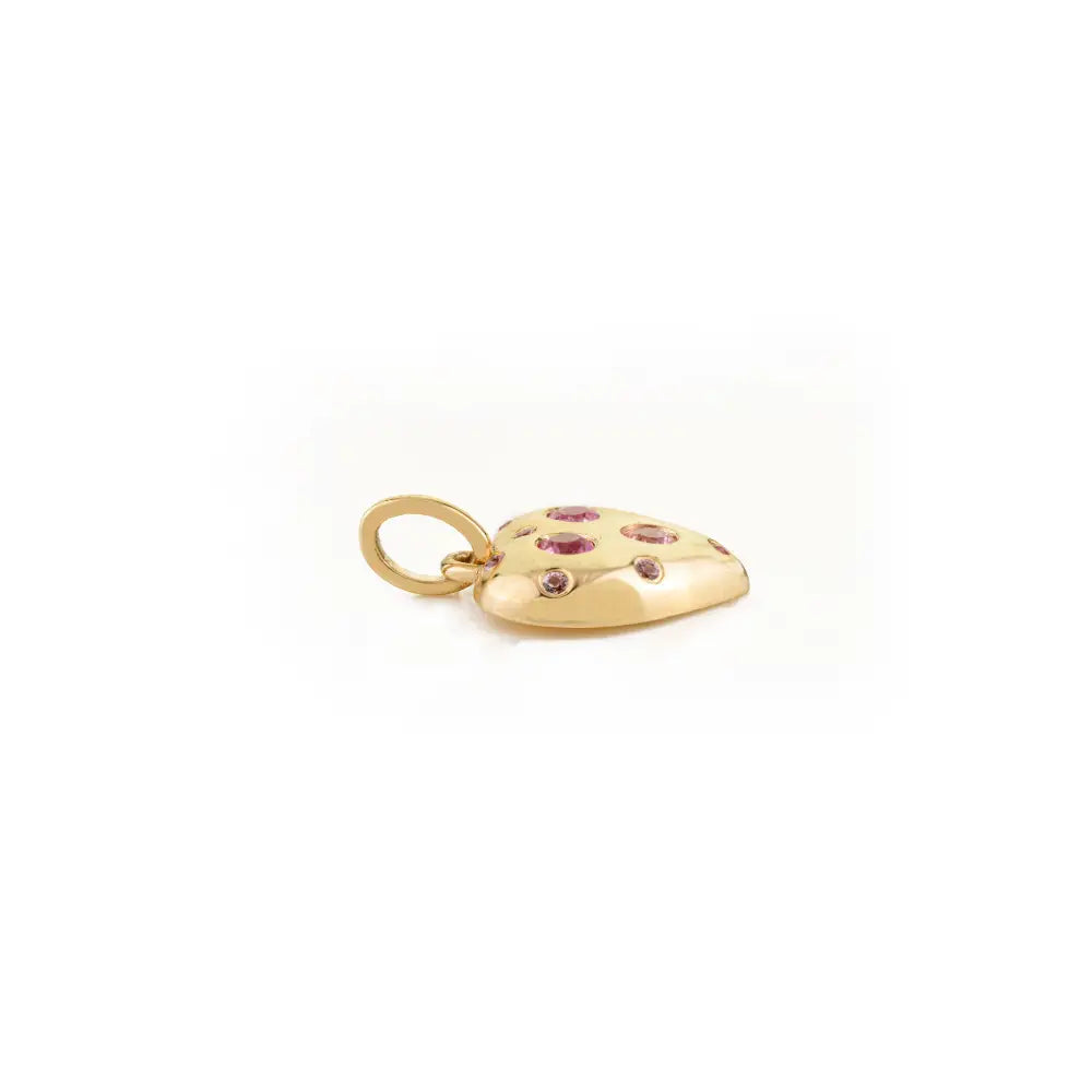 Gypsy Set Pink Sapphire Gemstone Heart Shape Pendant Solid 14K Yellow Gold Gift For Her