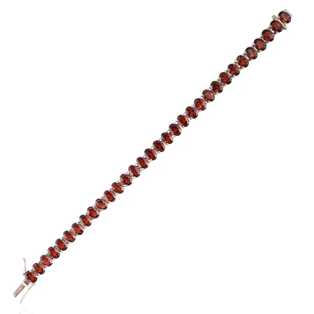 Delicate Top Seller Oval Garnet 925 Sterling Silver Tennis Bracelet Set In Prong Setting Bulk Order Available