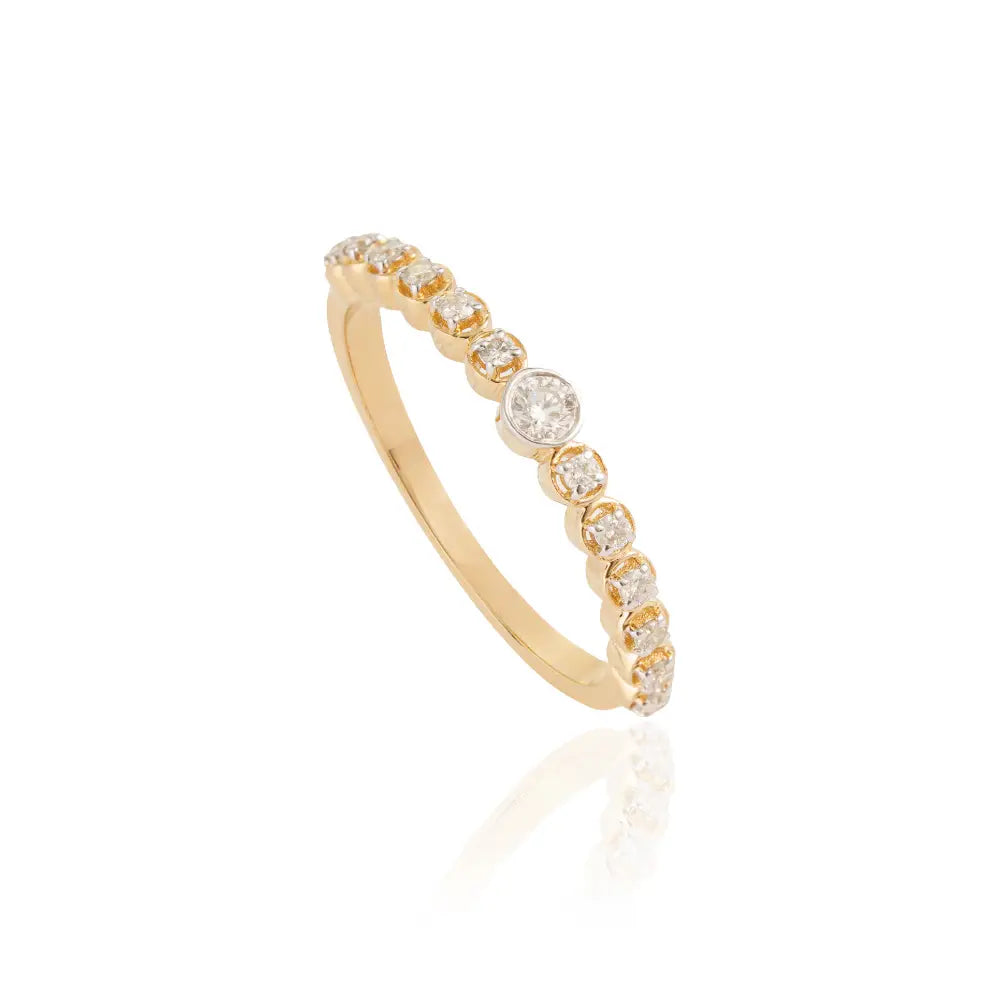 Trending New Arrivals Real Diamond Stacking Ring Solid K14 Yellow Gold Minimalist Jewelry