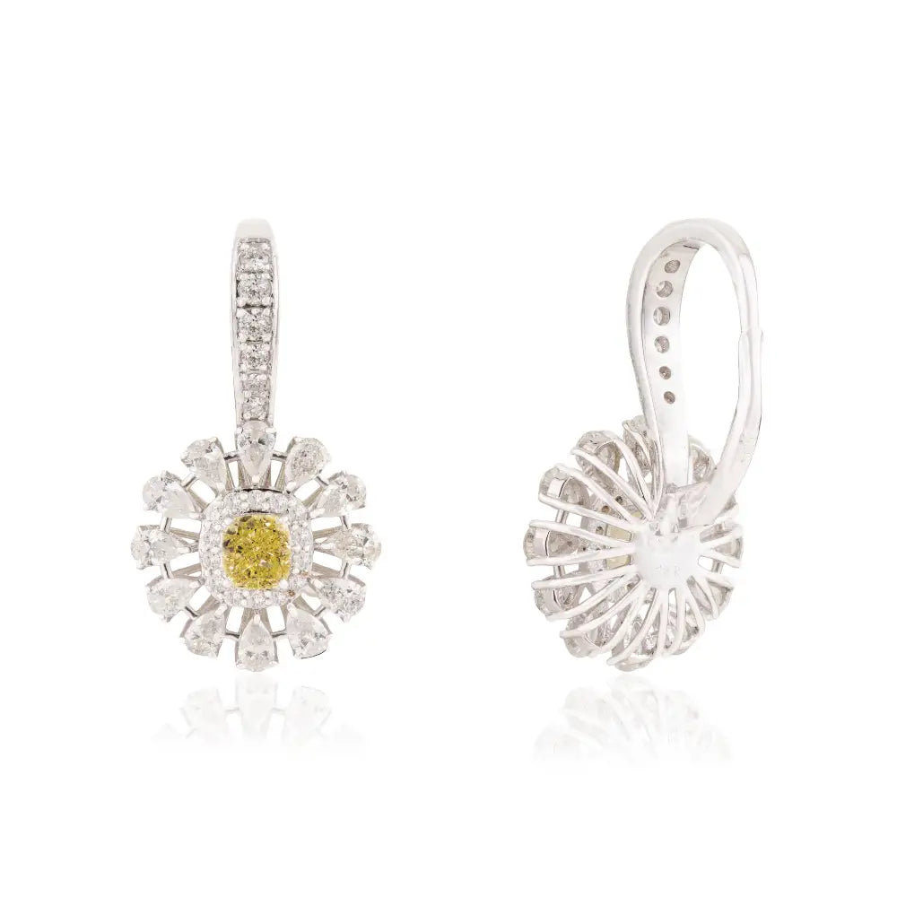 18K Real White Gold Natural Diamond Statement Drop Earrings Bold Bridal Jewelry Manufacturer