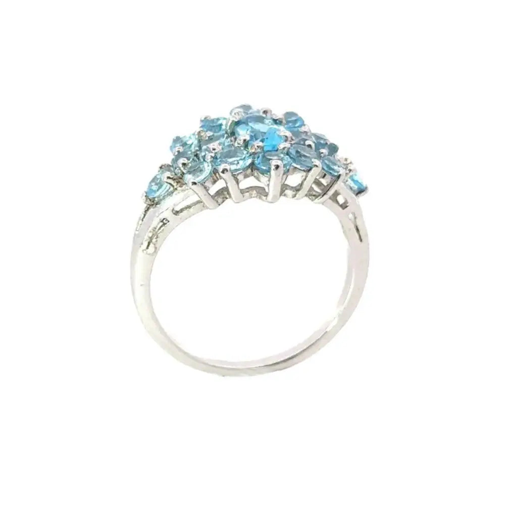 High Grade Jewelry Blue Topaz Cluster Ring For Wedding Accessories Factory Price