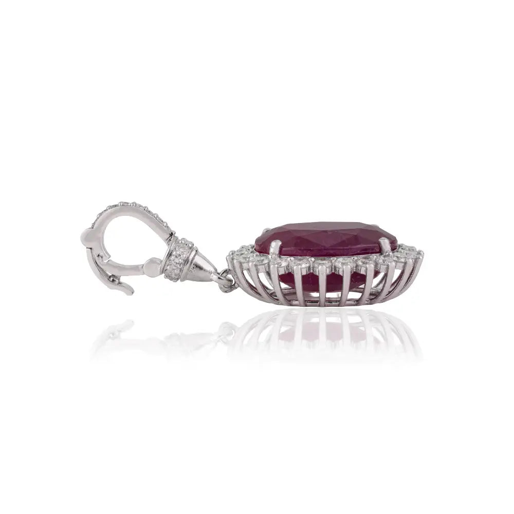 8.7ct. Ruby & Diamond Openable Cluster Pendant Statement Wedding Jewelry 14K White Gold