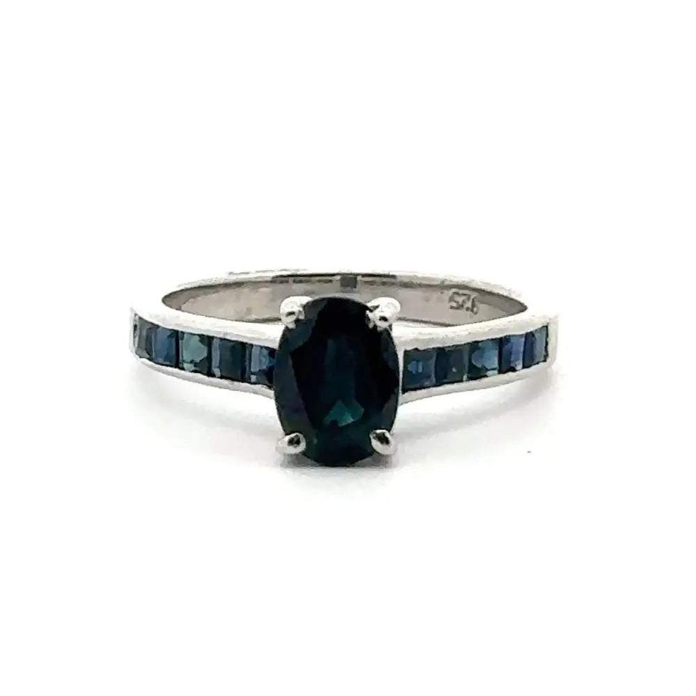 Stunning Exquisite Jewelry Genuine Blue Sapphire Promise Ring Set In Pure 925 Sterling Silver