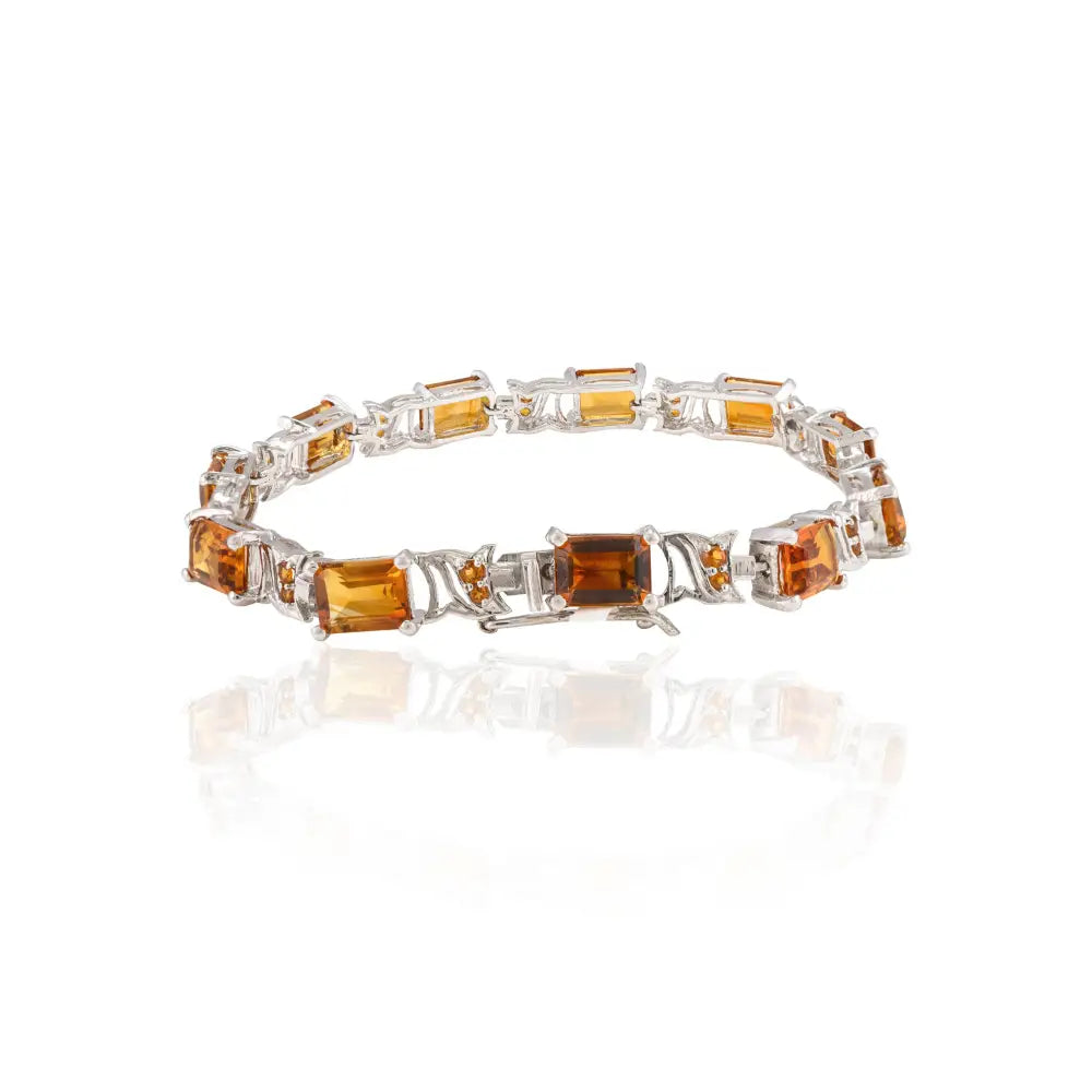 Octagon & Round Cut Real Citrine Wedding Bracelet Wholesale 925 Sterling Silver Jewelry