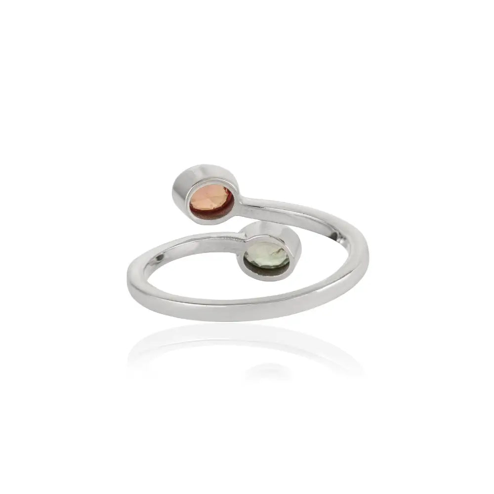 K14 White Gold Precious Gemstone Multi Sapphire Simple Bypass Ring Birthstone Jewelry