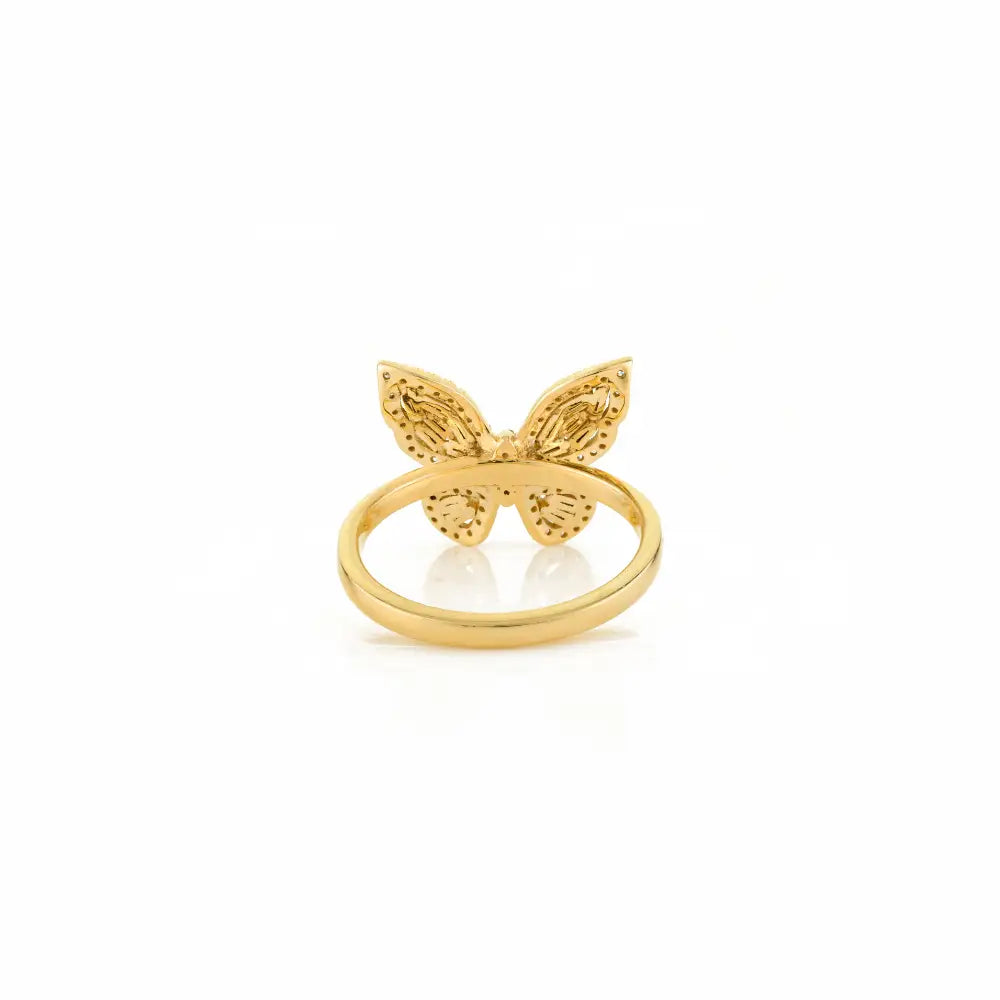 Unique Design Luxury Natural Diamond 18K Yellow Gold Butterfly Ring Customized Jewelry